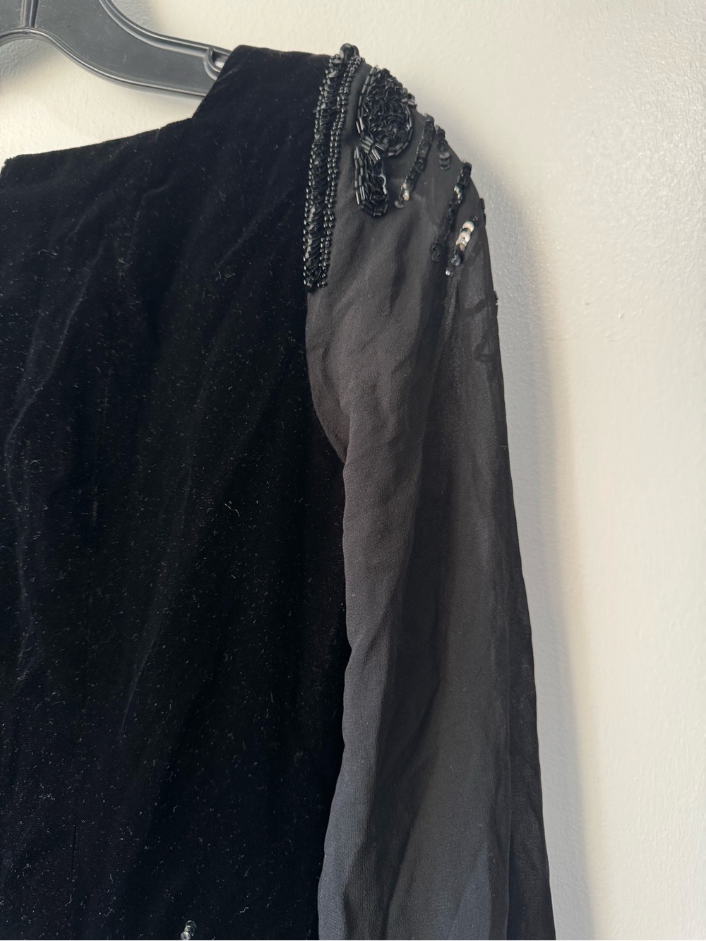 Vintage 80’s Fabrice New York Party Black Beaded Sheer Mini Dress - Picture 15 of 16